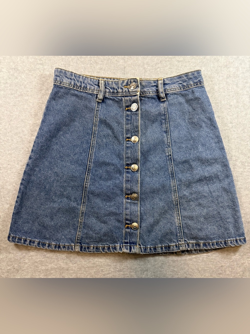 Divided Dark Blue Button-Front Denim Mini Skirt